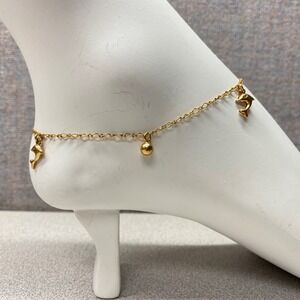 Gold Tone Dolphin Charm Ankle Bracelet Ball Beads Chain Anklet DGL